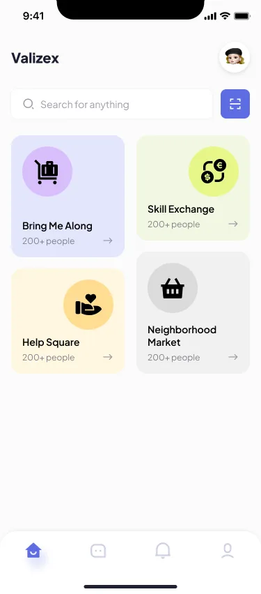 Home grid and main navigation